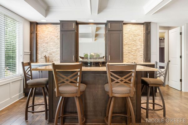 Dining room, Interior, Recessed Lighting, Stone Walls, Wood Texture Flooring