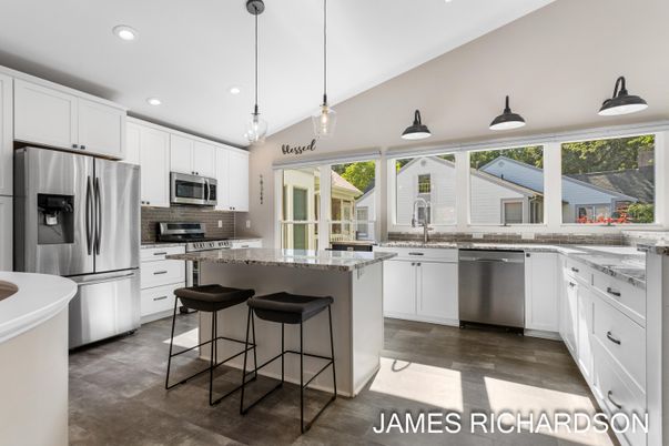 Interior, Kitchen, Pendant Lights, Recessed Lighting, Stainless Steel Appliances