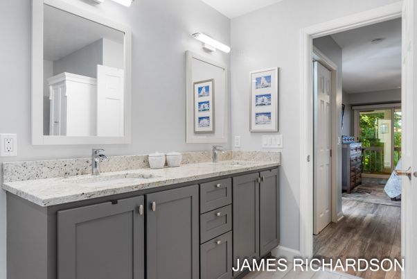 Bathroom, Dual Sink Vanities, Interior, Wood Texture Flooring
