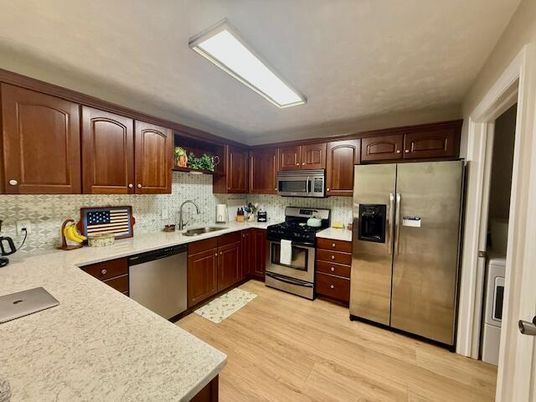 Interior, Kitchen, Stainless Steel Appliances, Wood Texture Flooring