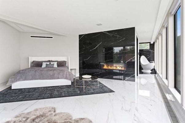 Bedroom, Fireplace, Interior, Marble, Marble Walls