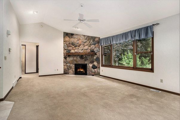 Empty room, Fireplace, Interior, Stone Walls
