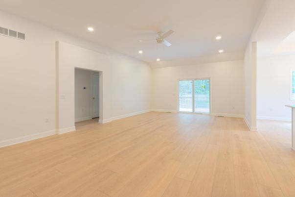 Empty room, Interior, Recessed Lighting, Wood Texture Flooring
