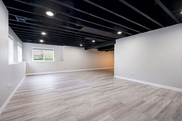 Empty room, Interior, Recessed Lighting, Wood Texture Flooring