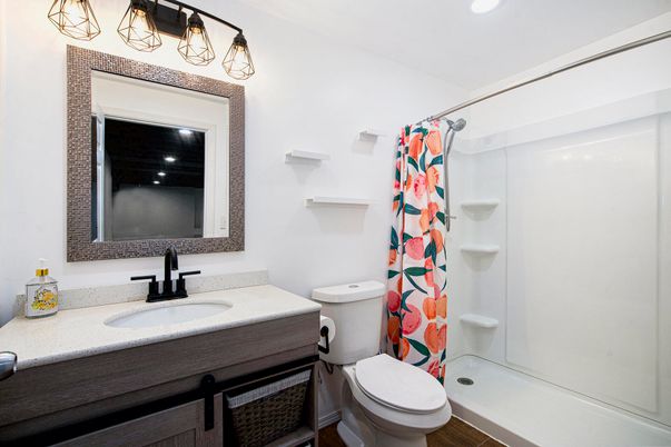 Bathroom, Glass Shower, Interior, Recessed Lighting