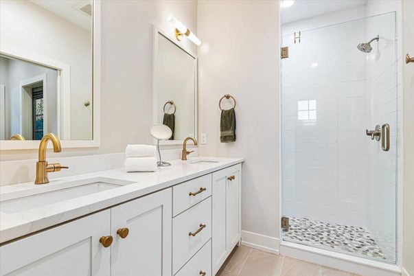 Bathroom, Dual Sink Vanities, Glass Shower, Interior