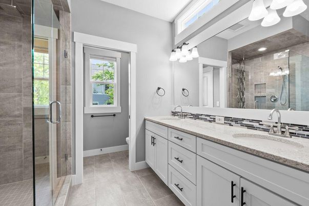 Bathroom, Dual Sink Vanities, Glass Shower, Interior