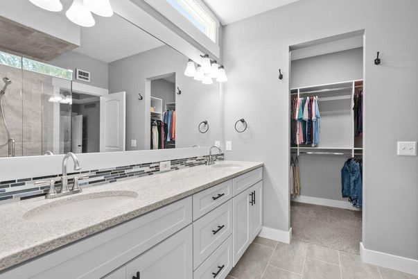 Bathroom, Dual Sink Vanities, Glass Shower, Interior, Walk-in Closets