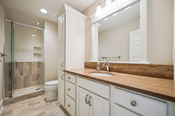 Bathroom, Glass Shower, Interior, Recessed Lighting