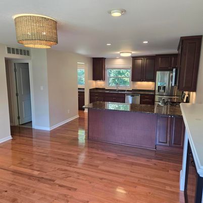 Interior, Kitchen, Recessed Lighting, Wood Texture Flooring