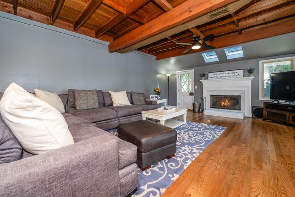 Fireplace, Interior, Living room, Wooden Beams, Wooden Ceilings, Wood Texture Flooring