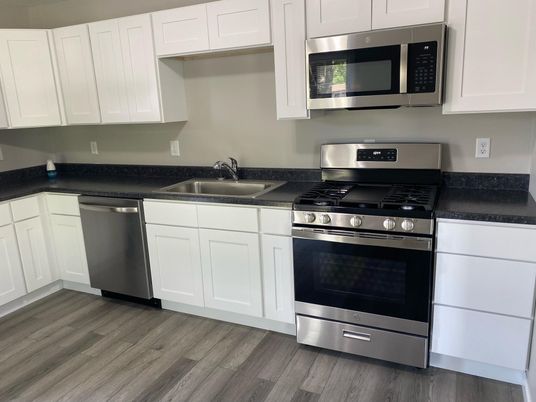 Interior, Kitchen, Stainless Steel Appliances, Wood Texture Flooring