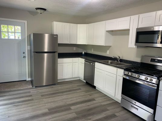 Interior, Kitchen, Stainless Steel Appliances, Wood Texture Flooring