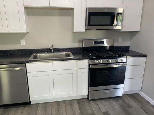 Interior, Kitchen, Stainless Steel Appliances, Wood Texture Flooring