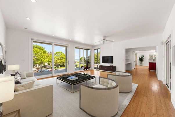 Interior, Living room, Recessed Lighting, Wood Texture Flooring