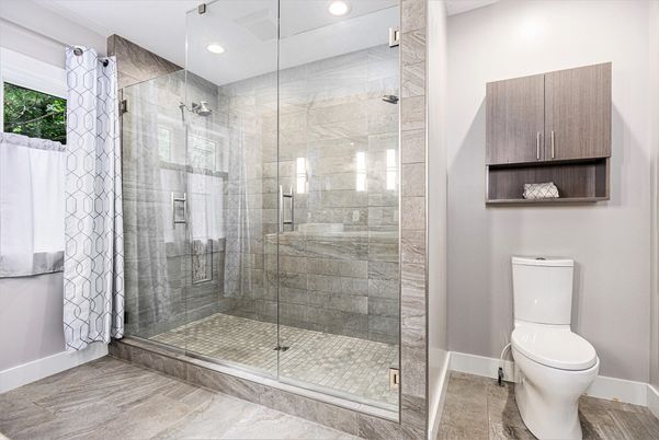 Bathroom, Glass Shower, Interior, Recessed Lighting