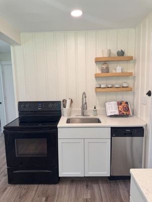 Interior, Kitchen, Recessed Lighting, Wood Texture Flooring