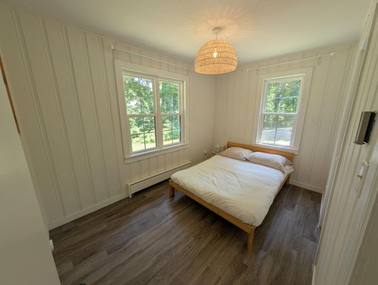 Bedroom, Chandelier, Interior, Wood Texture Flooring