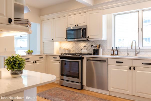Interior, Kitchen, Stainless Steel Appliances, Wood Texture Flooring