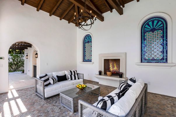Chandelier, Fireplace, Interior, Living room, Wooden Beams, Wooden Ceilings