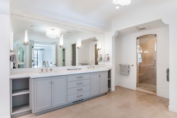 Bathroom, Dual Sink Vanities, Glass Shower, Interior, Recessed Lighting