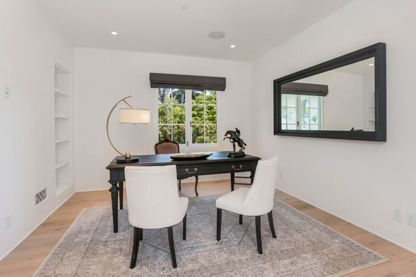 Home Office, Interior, Recessed Lighting, Wood Texture Flooring