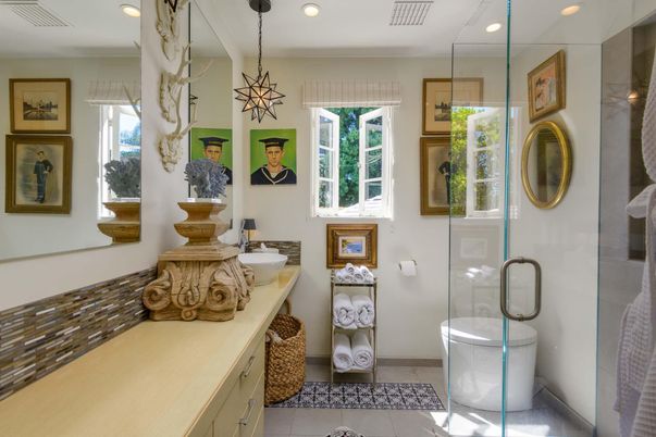 Bathroom, Glass Shower, Interior, Pendant Lights, Recessed Lighting