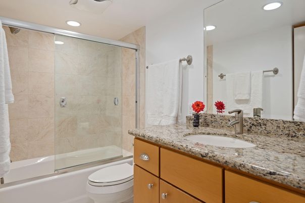 Bathroom, Glass Shower, Interior, Recessed Lighting