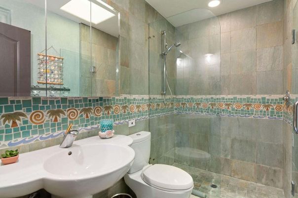Bathroom, Glass Shower, Interior, Recessed Lighting