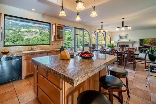 Dining room, Fireplace, Interior, Kitchen, Pendant Lights, Recessed Lighting