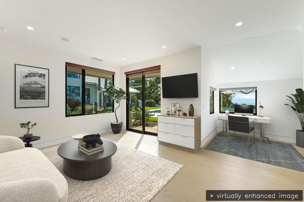 Home Office, Interior, Recessed Lighting, Wood Texture Flooring