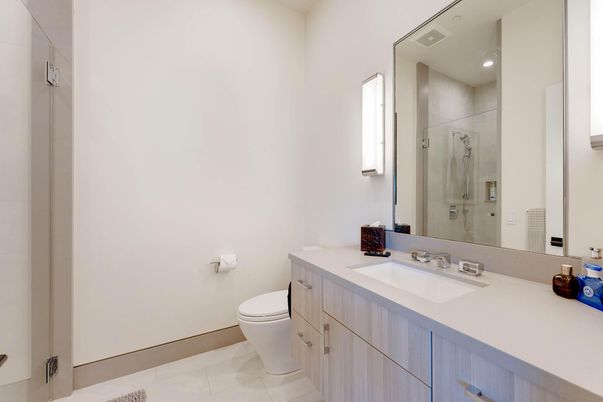 Bathroom, Glass Shower, Interior, Recessed Lighting