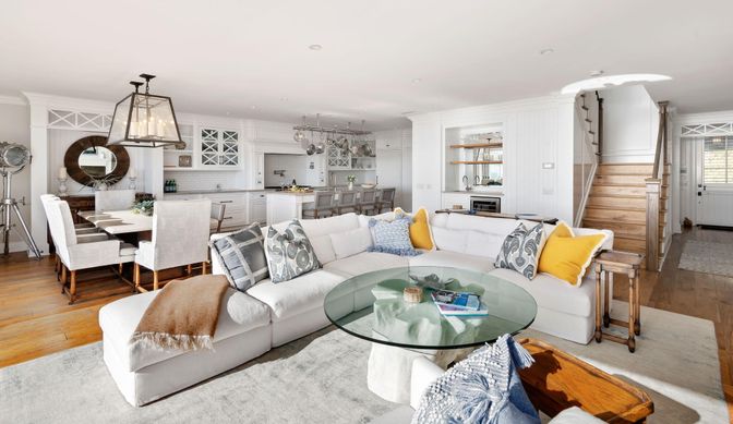 Dining room, Interior, Kitchen, Living room, Pendant Lights, Recessed Lighting, Wood Texture Flooring