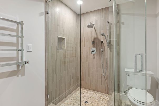 Bathroom, Glass Shower, Interior, Recessed Lighting