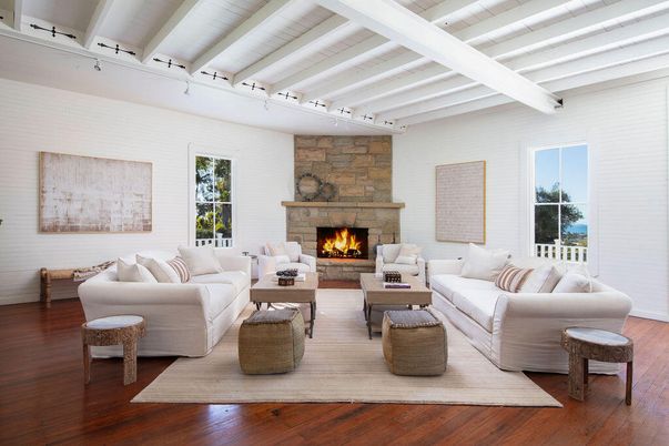 Fireplace, Interior, Living room, Stone Walls, Wood Texture Flooring