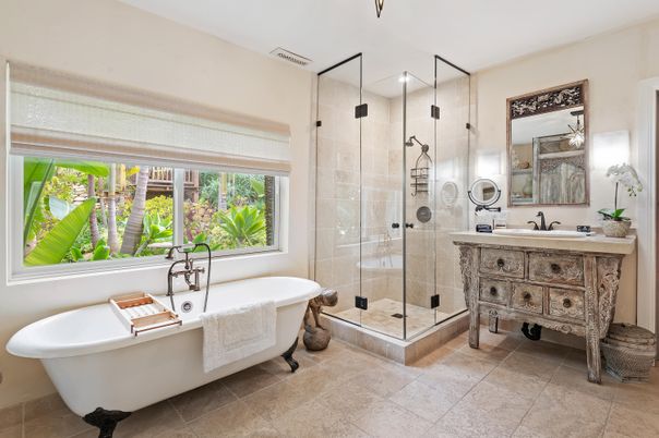 Bathroom, Dual Sink Vanities, Free Standing Baths, Glass Shower, Interior
