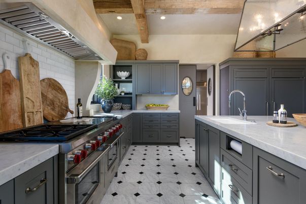 Interior, Kitchen, Recessed Lighting, Stainless Steel Appliances, Wooden Beams