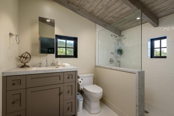 Bathroom, Glass Shower, Interior, Wooden Beams, Wooden Ceilings