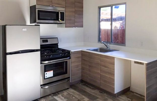 Interior, Kitchen, Stainless Steel Appliances, Wood Texture Flooring