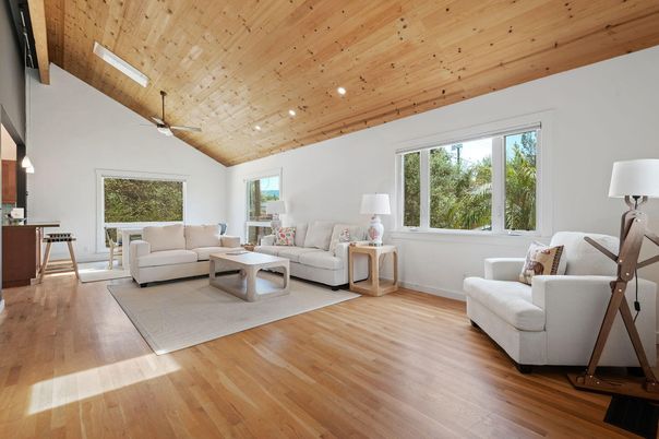 Interior, Living room, Recessed Lighting, Wooden Ceilings, Wood Texture Flooring