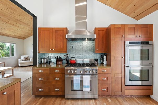 Interior, Kitchen, Stainless Steel Appliances, Wooden Ceilings, Wood Texture Flooring