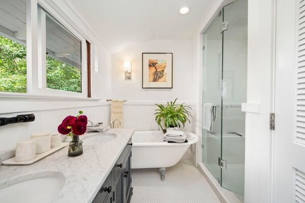 Bathroom, Dual Sink Vanities, Free Standing Baths, Glass Shower, Interior, Recessed Lighting