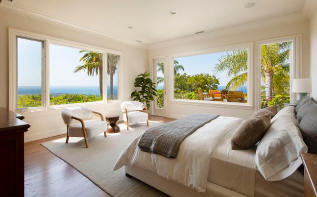 Bedroom, Interior, Recessed Lighting, Water, Wood Texture Flooring
