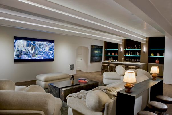 Interior, Living room, Recessed Lighting, Wood Texture Flooring