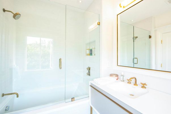 Bathroom, Glass Shower, Interior, Recessed Lighting