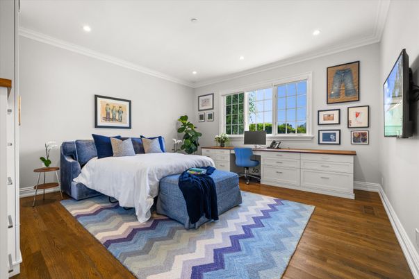 Bedroom, Home Office, Interior, Recessed Lighting, Wood Texture Flooring