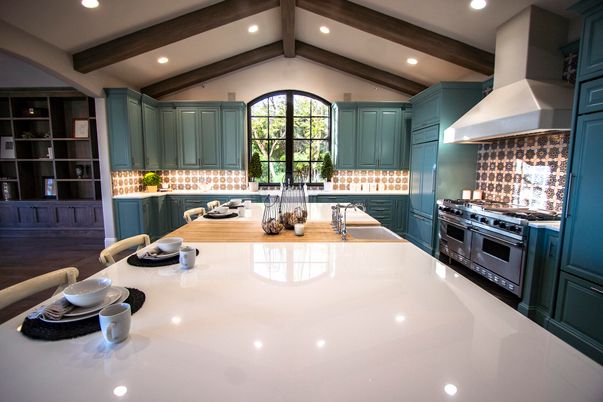 Interior, Kitchen, Recessed Lighting, Stainless Steel Appliances, Wooden Beams, Wood Texture Flooring