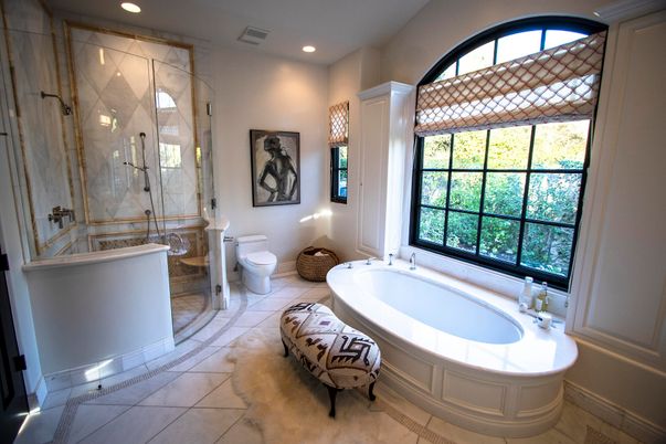 Bathroom, Glass Shower, Interior, Recessed Lighting