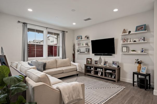 Interior, Living room, Recessed Lighting, Wood Texture Flooring