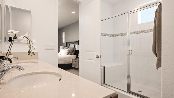 Bathroom, Bedroom, Glass Shower, Interior, Recessed Lighting